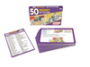 Purple 50 Money Activities cards and box laid out on a white background