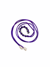 Kaiko Caterpillar Necklace - Purple laid out in a swirl pattern on white background