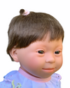 Down Syndrome Doll - Fair Skin/Short Brown Hair Girl head with smiling expression on white background