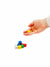 Numeral Word Dice 1-6 with hand holding the yellow dice on white background