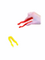 Hand holding red EC Jumbo Tweezers with yellow one in front of it on white background